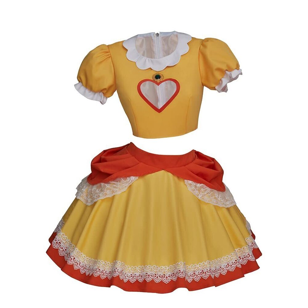 1014 Princess Daisy Costume Adult Short Dress Sexy Yellow Daisy Cosplay